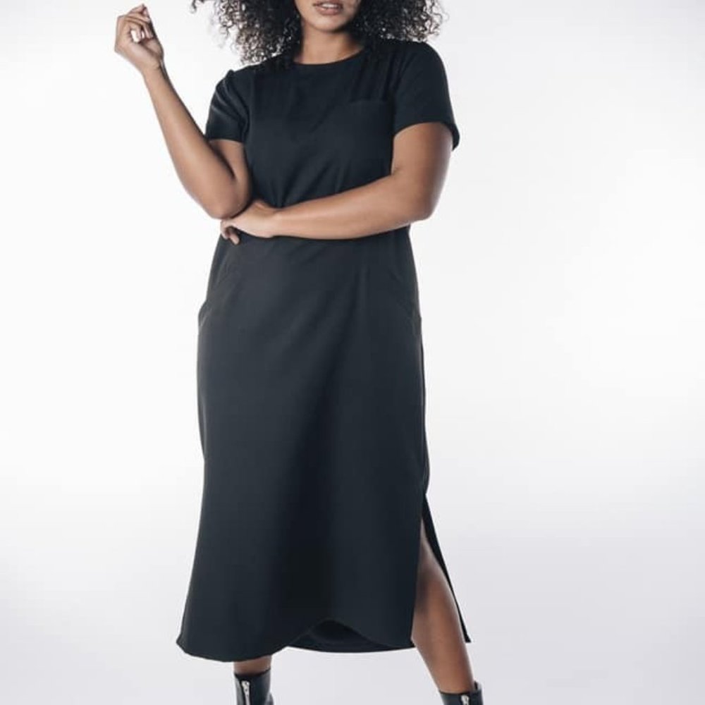 Maudye Jayne Boxed Welt Pocket Long Dress